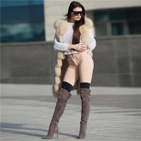 2 Leg Warmers for Women - Leg Warmers 80s Ribbed Knitted Long Socks - Picture 7 of 7